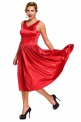Połyskliwa sukienka z falistym dekoltem. MIdi sukienka wizytowa, czarna lub czerwona