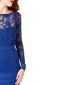 Suknia wieczorowa kobaltowa z kokardą z tyłu - Goddiva