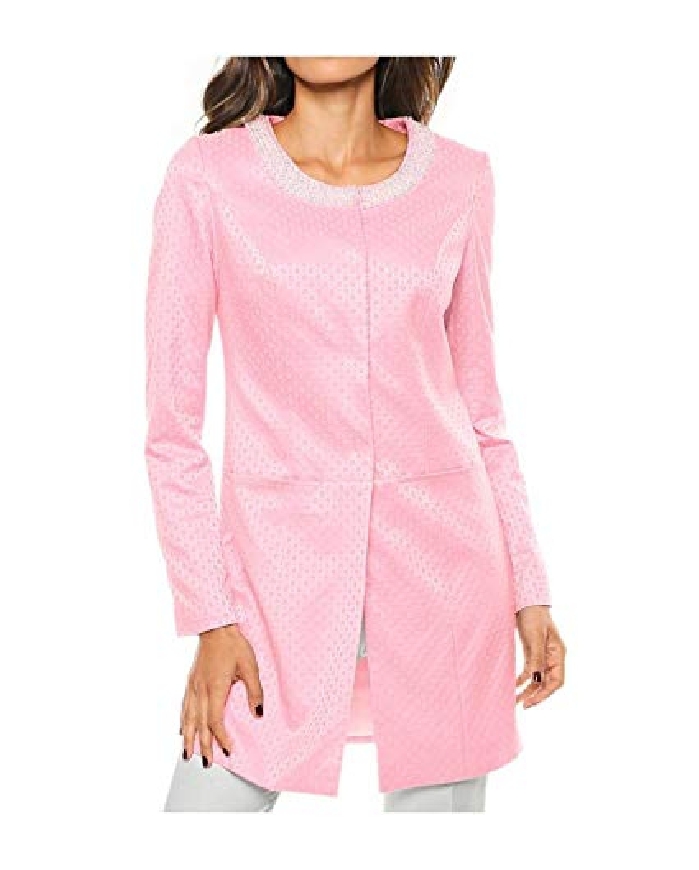 Żakardowy płaszcz jasno różowy z perełkami | wieczorowy płaszcz Heine, Ashley Brooke