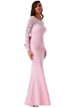Suknia wieczorowa w jasno różowym kolorze z kokardą z tyłu - Goddiva