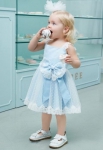 Sukienka dla dziewczynki, błękitna w białe kropeczki