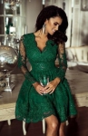 Wieczorowa sukienka koronkowa z cekinami w kolorze butelkowej zieleni - Amelia