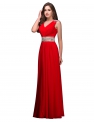 Czerwona długa suknia w stylu greckim