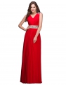 Czerwona długa suknia w stylu greckim