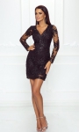 Elegancka koronkowa sukienka wieczorowa w czarnym kolorze - Diana