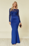 Suknia wieczorowa kobaltowa z kokardą z tyłu - Goddiva 987