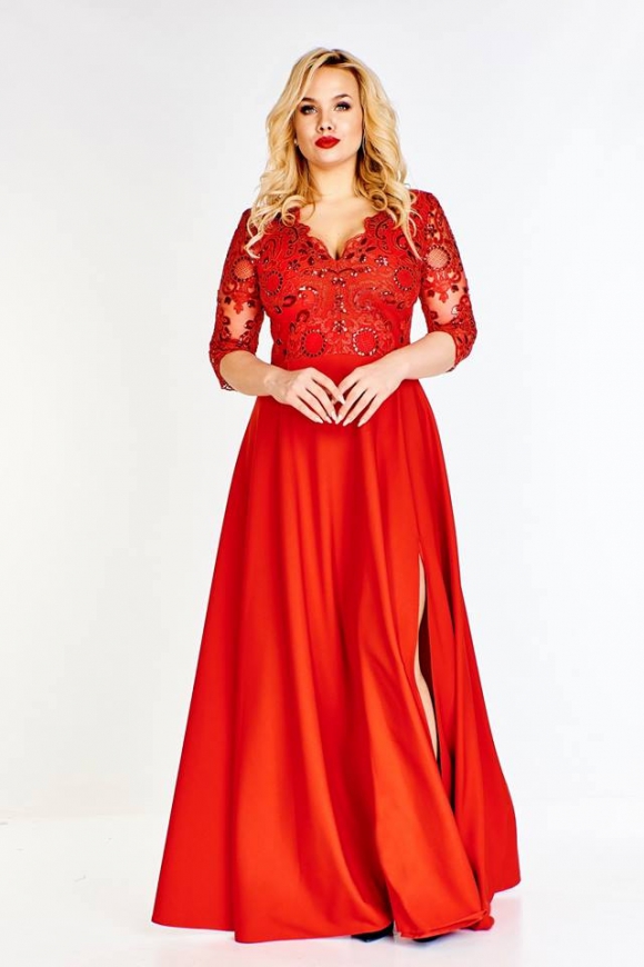 Czerwona wieczorowa suknia plus size, Crystal