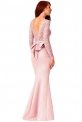 Długa sukienka wieczorowa z kokardą z tyłu - Goddiva pudrowo różowa- 987