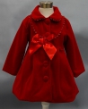 Ciemno czerwony płaszcz z kokardą dla dziewczynki