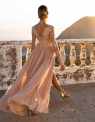 Brzoskwiniowo różowa suknia dla druhny, na wesele, Adel