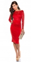 Czerwona elegancka sukienka z koronką
