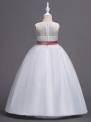 Biała długa sukienka dla dziewczynki z kokardką