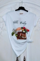 T-shirt damski z torebką cekinami i kwiatami 3D z napisem Hello Friday