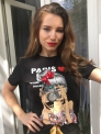 Zdobiona koszulka damska z napisem Paris