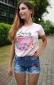 Jasno różowa koszulka bawełniana z napisem Lovely