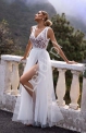 Ślubna sukienka tiulowa z koronkową biało beżową górą Charllotte