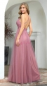 Tiulowa sukienka wieczorowa w kolorze pudrowo różowym 0555