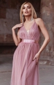 Tiulowa sukienka wieczorowa w kolorze pudrowo różowym 0555