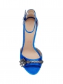 Wysokie sandały GUESS Alair, satynowe w niebieskim kolorze z kryształkami