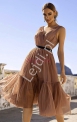 Czekoladowa sukienka tiulowa z brokatem, Paris