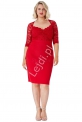 Elegancka czerwona sukienka plus size z koronkową górą
