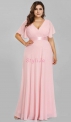 Szyfonowa jasno różowa sukienka z zwiewnym rękawem 890