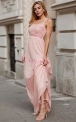Jasno różowa sukienka wieczorowa z koronkową górą 704