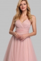 Tiulowa sukienka wieczorowa, brudno różowa z brokatem 7905