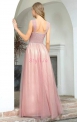 Tiulowa sukienka wieczorowa, brudno różowa z brokatem 7905