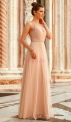 Tiulowa suknia wieczorowa w kolorze brzoskwiniowym 7369