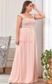 Długa sukienka wieczorowa z koronkową górą, wyszczuplająca sukienka plus size 704