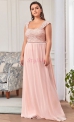 Długa sukienka wieczorowa z koronkową górą, wyszczuplająca sukienka plus size 704