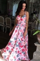 Jasno różowa sukienka w kwiaty, elegancka sukienka Megi