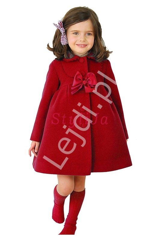 Czerwony wiosenny płaszczyk dla dziewczynki