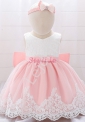 Różowo biała sukienka dla dziewczynki + opaska w komplecie