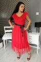 Tiulowa czerwona sukienka w kropki Tiana