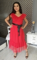 Tiulowa czerwona sukienka w kropki Tiana