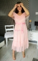 Jasno różowa sukienka tiulowa z falbankami, Tiana