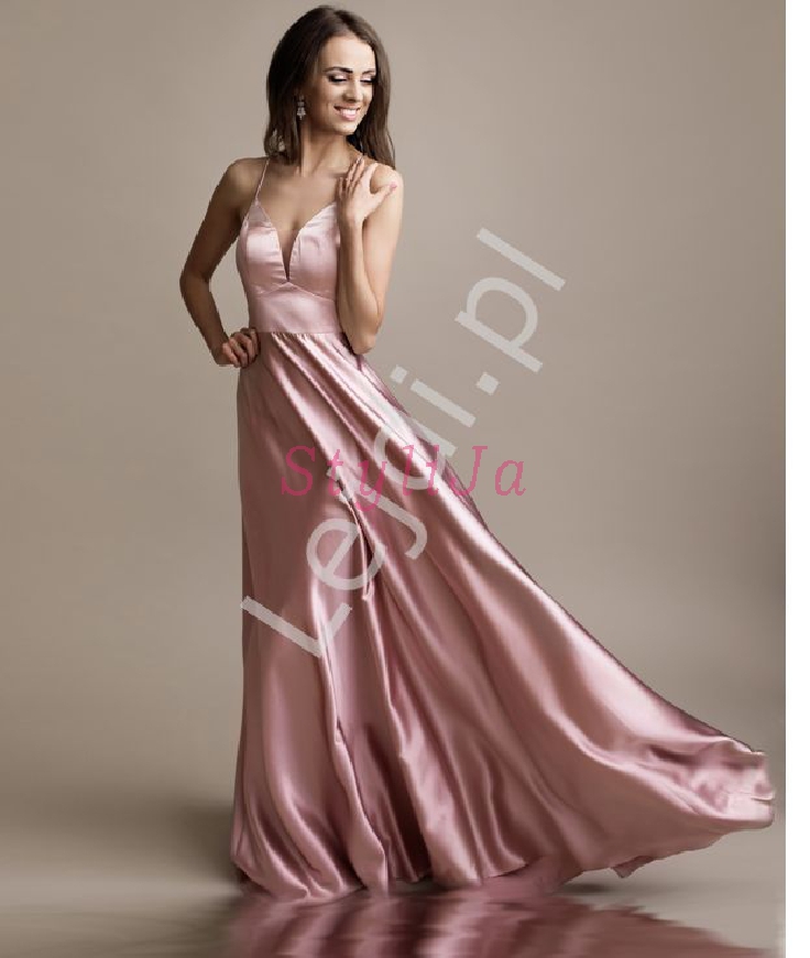 Brudno różowa sukienka wieczorowa z kryształkami 2188