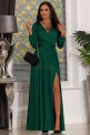 Brokatowa sukienka wieczorowa w kolorze butelkowo zielonym z błyszczącym brokatem, Salma 2